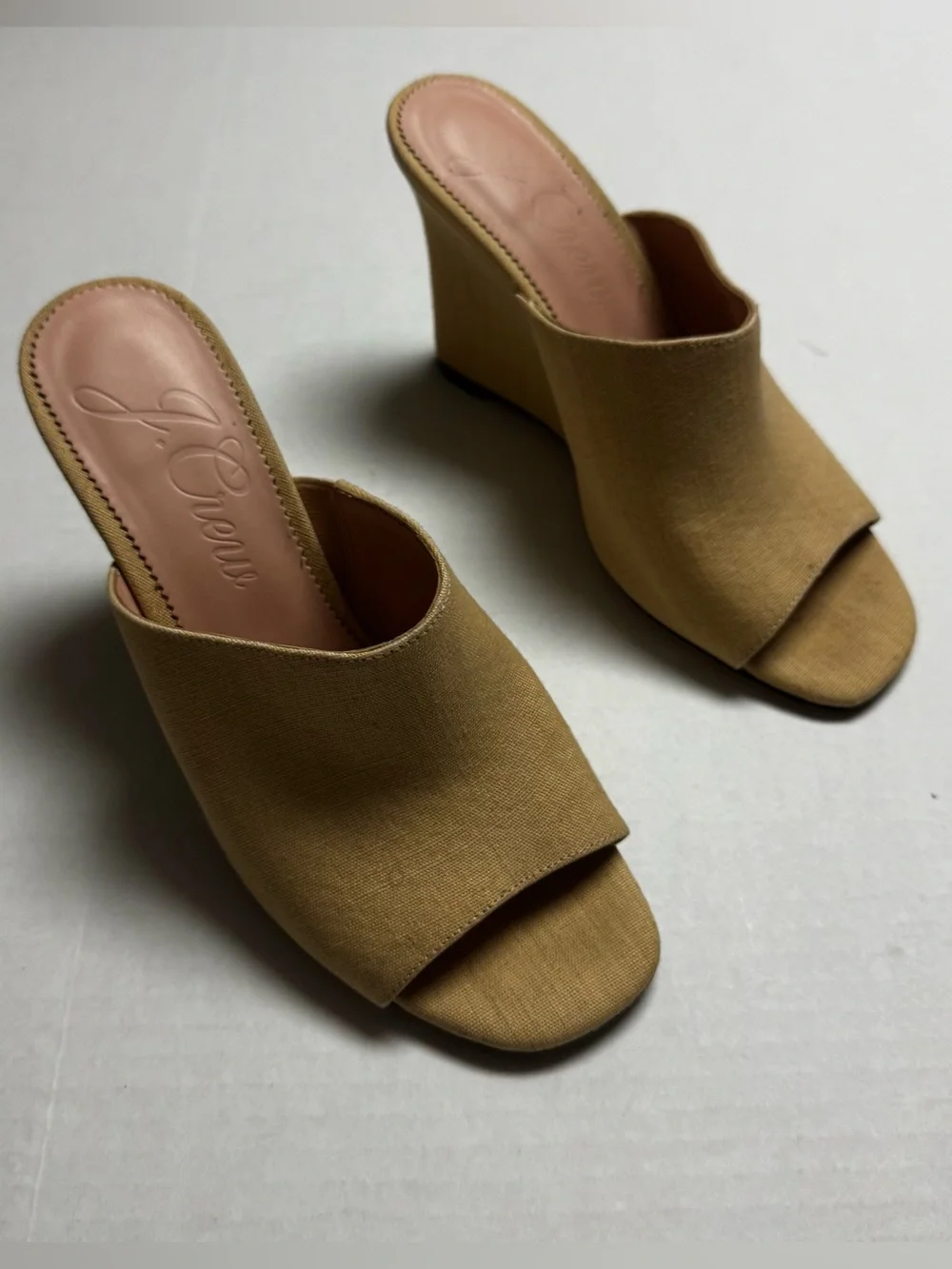 J.Crew Women's Bianca Woven Wedge Heel Sandal In Beige Casual Slip On Size: 9.5